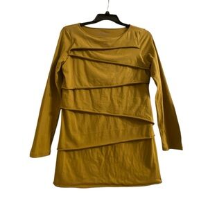 neon buddha Long Sleeve Tiered Tunic Womens Sz L Pullover Gold Dijon Soft Casual